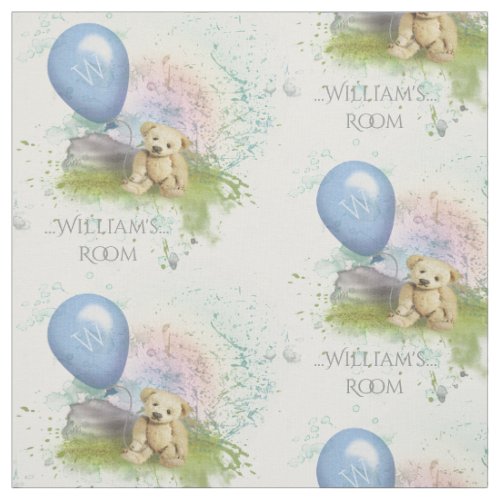 Cute Teddys Blue Balloon Baby Boy Nursery Fabric