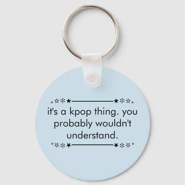 Cute Teen Blue Aesthetic Kpop Keychain (Front)