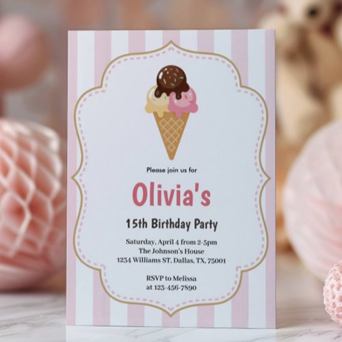 Cute Teen Girls Ice Cream Birthday Party
