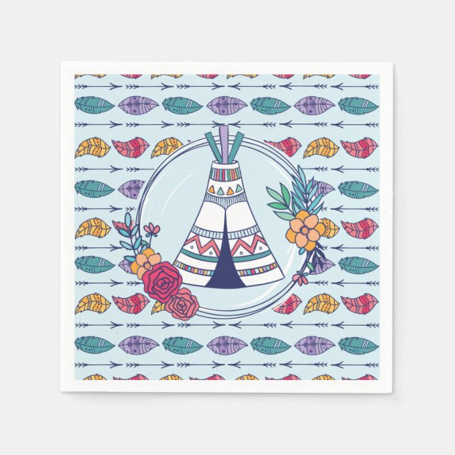 Cute Teepee Boho Tribal  Napkins (Front)