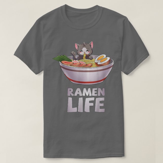 Cute Tees Ramen Life Cat Japanese Gift Kawaii Anim (Design Front)