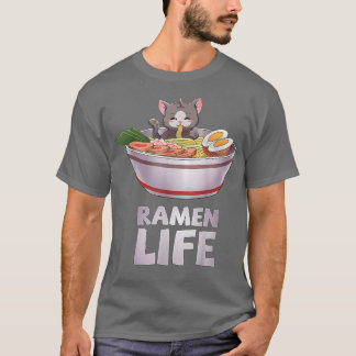 Cute Tees Ramen Life Cat Japanese Gift Kawaii Anim