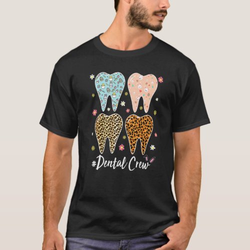 Cute Teeth Leopard Dental Crew Bunny Ears Easter D T_Shirt