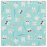 Cute Teeth Pediatric Dentistry Turquoise Pattern Fabric