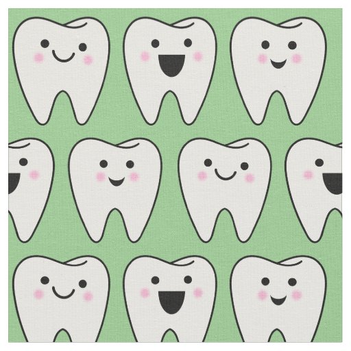 Cute Teeth Tooth Fairy Dentist Dental Green Fabric