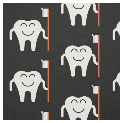 Cute Teeth Toothbrush Pattern Fabric