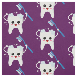 Cute Teeth Toothbrush Pattern Fabric