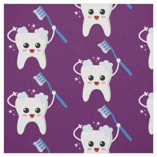 Cute Teeth Toothbrush Pattern Fabric