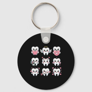 Cute Teeth Valentine Heart Dental Hygienist Dentis Keychain