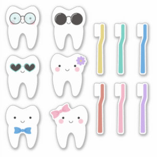 Cute Teeth With Different Personalities Kids Sticker