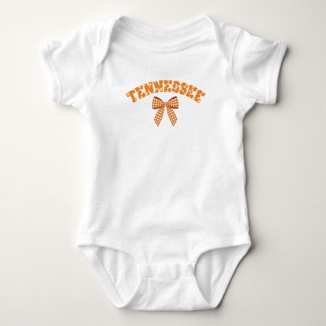 Cute Tennessee Orange Kids Bow Checkered Baby Bodysuit (Front)