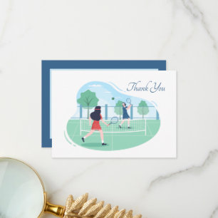 Cute Tennis add sentiment Thank You Card
