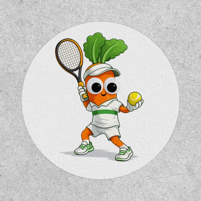 Cute Tennis Carrot – Funny Sports Mascot Patch (Front)