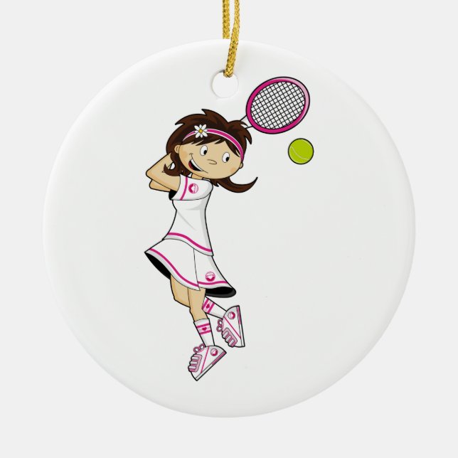 Cute Tennis Girl Ornament (Front)