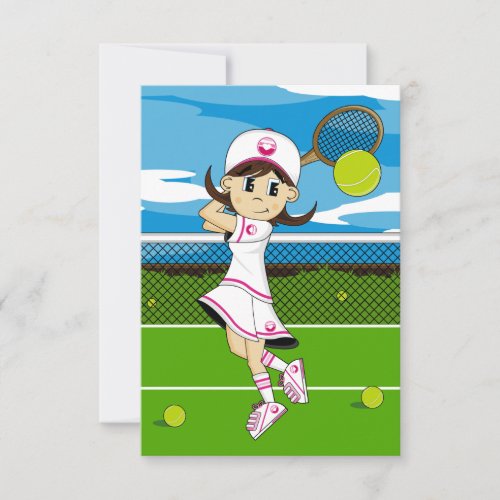 Cute Tennis Girl RSVP Card