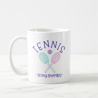 Cute Tennis is My Therapy Girly  Coffee Mug