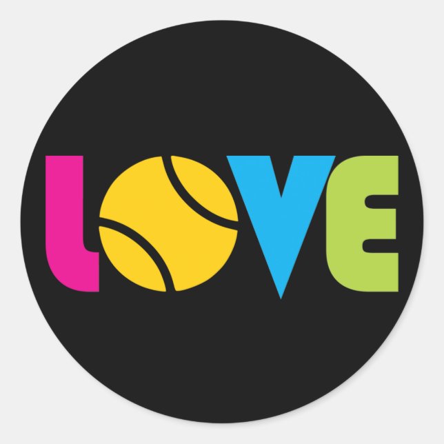Cute Tennis  LOVE -   Classic Round Sticker (Front)