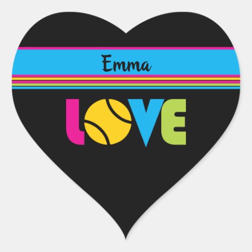Cute Tennis  LOVE _ custom name   Heart Sticker
