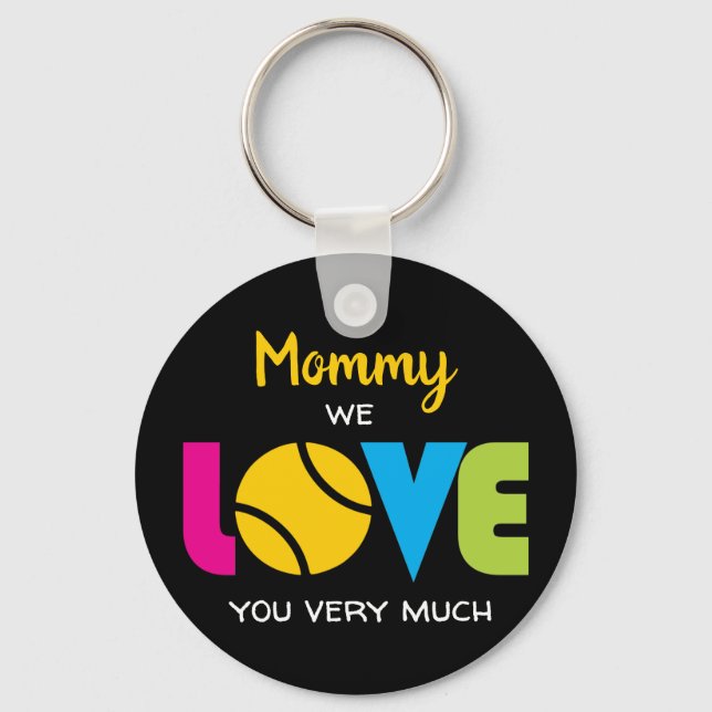 Cute Tennis  LOVE - custom text  Keychain (Front)