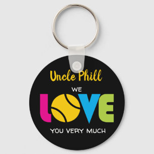 Cute Tennis LOVE - custom text Round Keychain