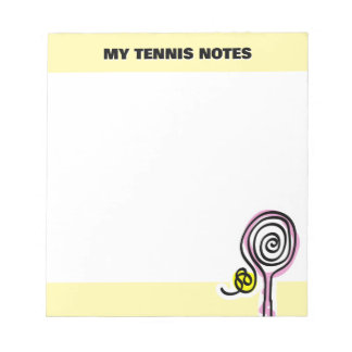 Cute tennis notepad with quirky racket drawing