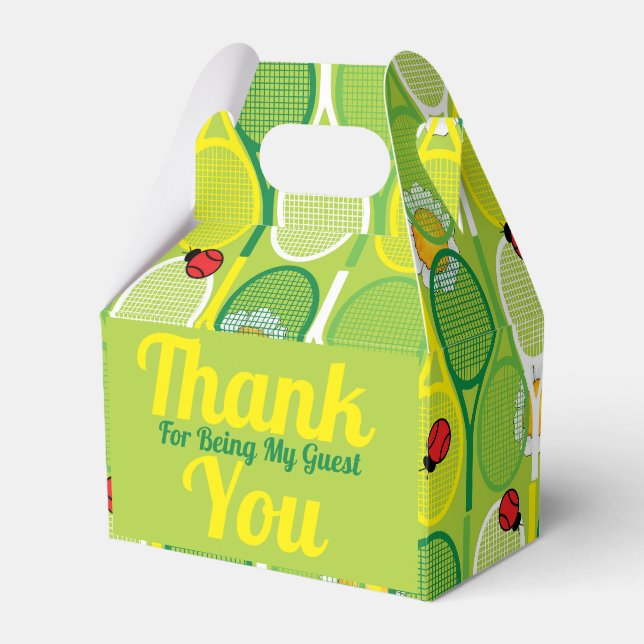 Cute tennis rackets with ladybirds favor boxes (Front Side)