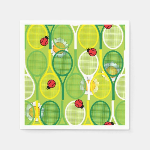 Cute tennis rackets with ladybirds napkins