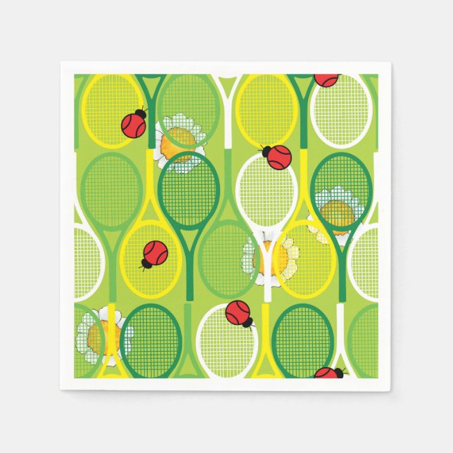 Cute tennis rackets with ladybirds napkins (Front)