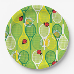 Cute tennis rackets with ladybirds paper plates