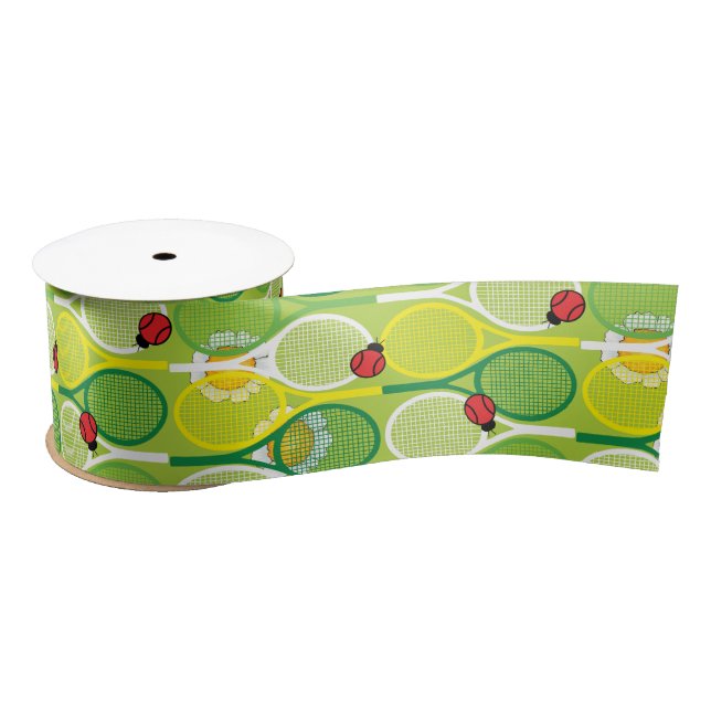 Cute tennis rackets with ladybirds satin ribbon (Spool)