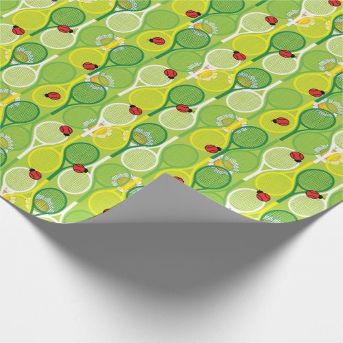 Cute tennis rackets with ladybirds wrapping paper