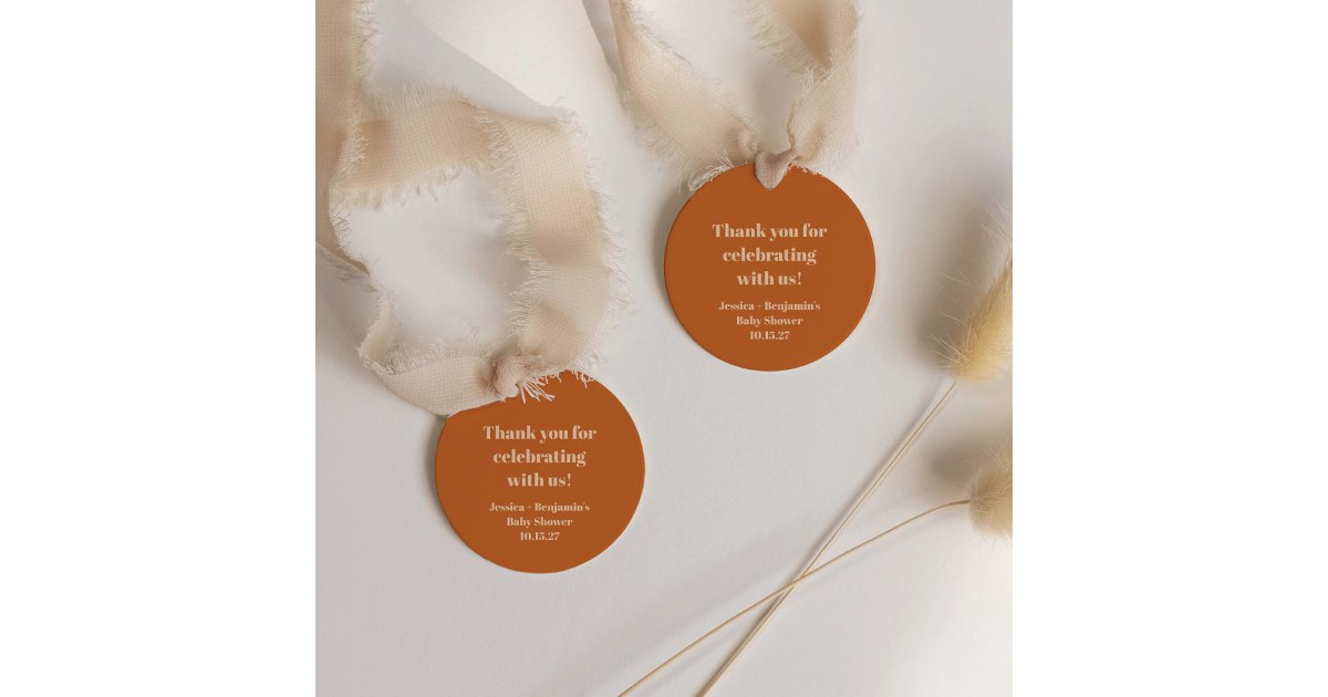 Cute Terracotta Baby Shower Custom Thank You Favor Tags | Zazzle