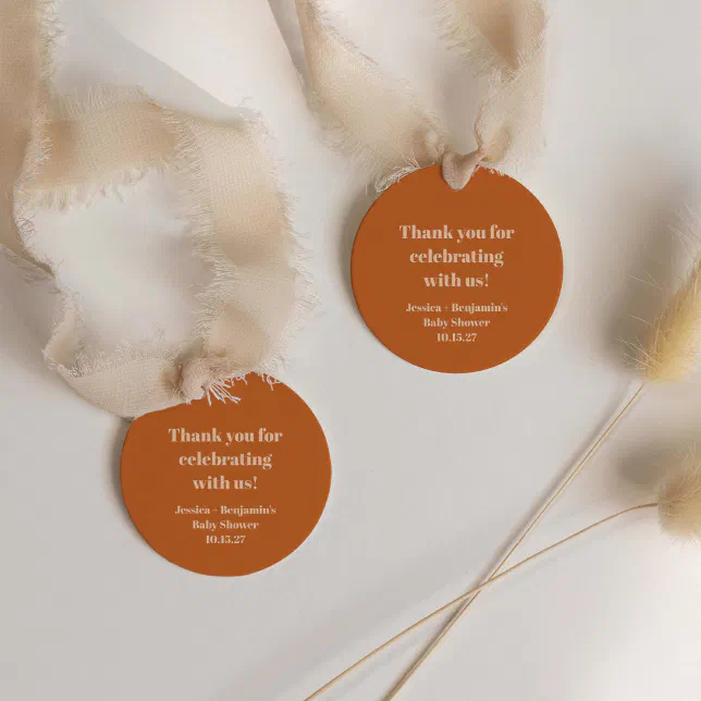 Cute Terracotta Baby Shower Custom Thank You Favor Tags | Zazzle