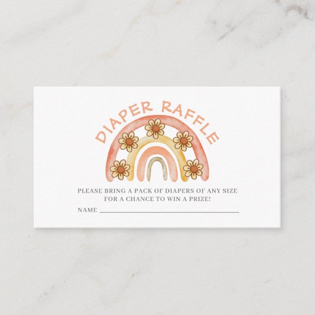 Cute Terracotta Boho Rainbow Diaper Raffle Ticket  Enclosure Card (Front)