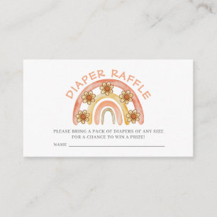 Cute Terracotta Boho Rainbow Diaper Raffle Ticket  Enclosure Card