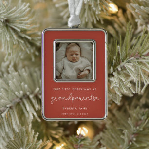 Cute Terracotta First Christmas as Grandparents Ornament