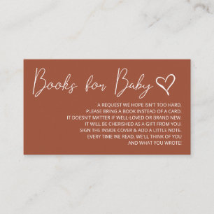 Cute Terracotta Gender Neutral Books Request Enclosure Card
