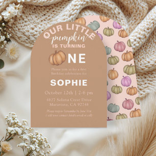 Cute Terracotta Pumpkin First Birthday Invitation