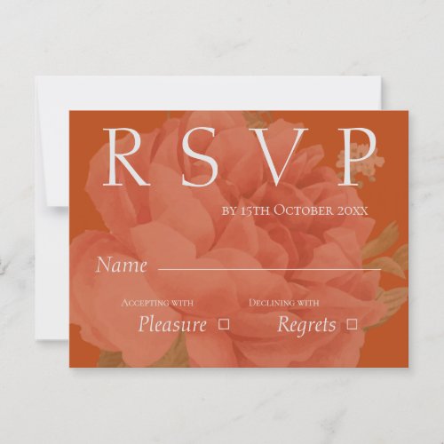 Cute Terracotta  White Floral Wedding RSVP  Postcard