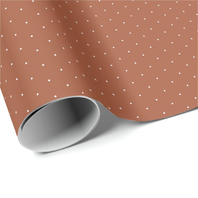 Cute terracotta white tiny polka dots pattern chic wrapping paper (Roll Corner)