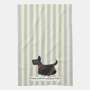 Cute Terrier blue and cream striped Kitchen Towel