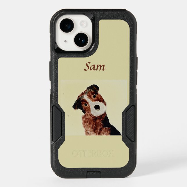 Cute Terrier Dog Art Personalized Otterbox iPhone Case (Back)