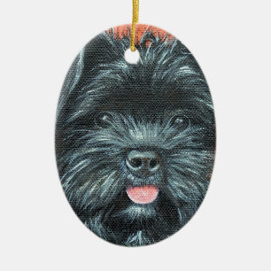 Cute Terrier Dog Painting Ceramic Ornament