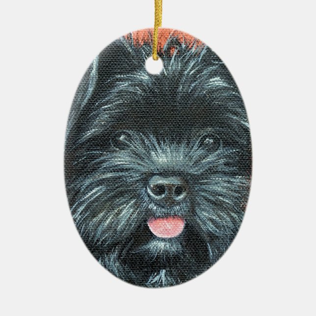 Cute Terrier Dog Painting Ceramic Ornament (Front)