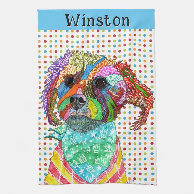 Cute Terrier Mixed Breed Kitchen Towel (Vertical)