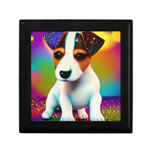 Cute Terrier Puppy Sparkle Close_Up Gift Box