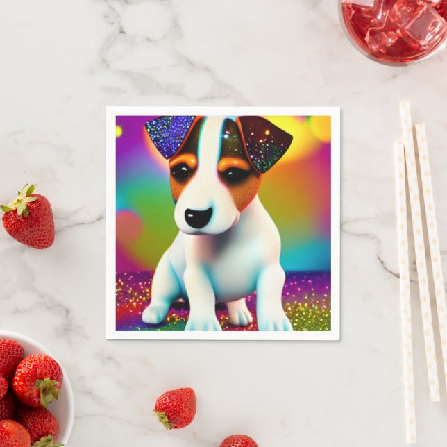 Cute Terrier Puppy Sparkle Close-Up   Napkins (Insitu)