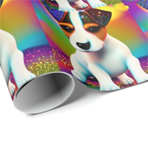 Cute Terrier Puppy Sparkle Close_Up  Wrapping Paper