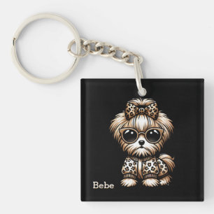 Cute Terrier Yorkshire Custom Name  Keychain
