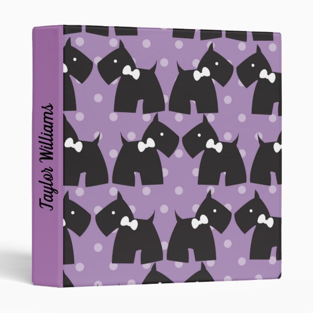 Cute Terriers Purple polka dots Binder (Front/Spine)